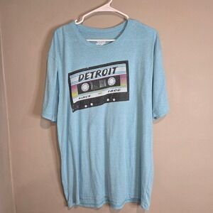 Garanimals Detroit Cassette Tape Graphic T Shirt Mens Large Blue Retro Heather L